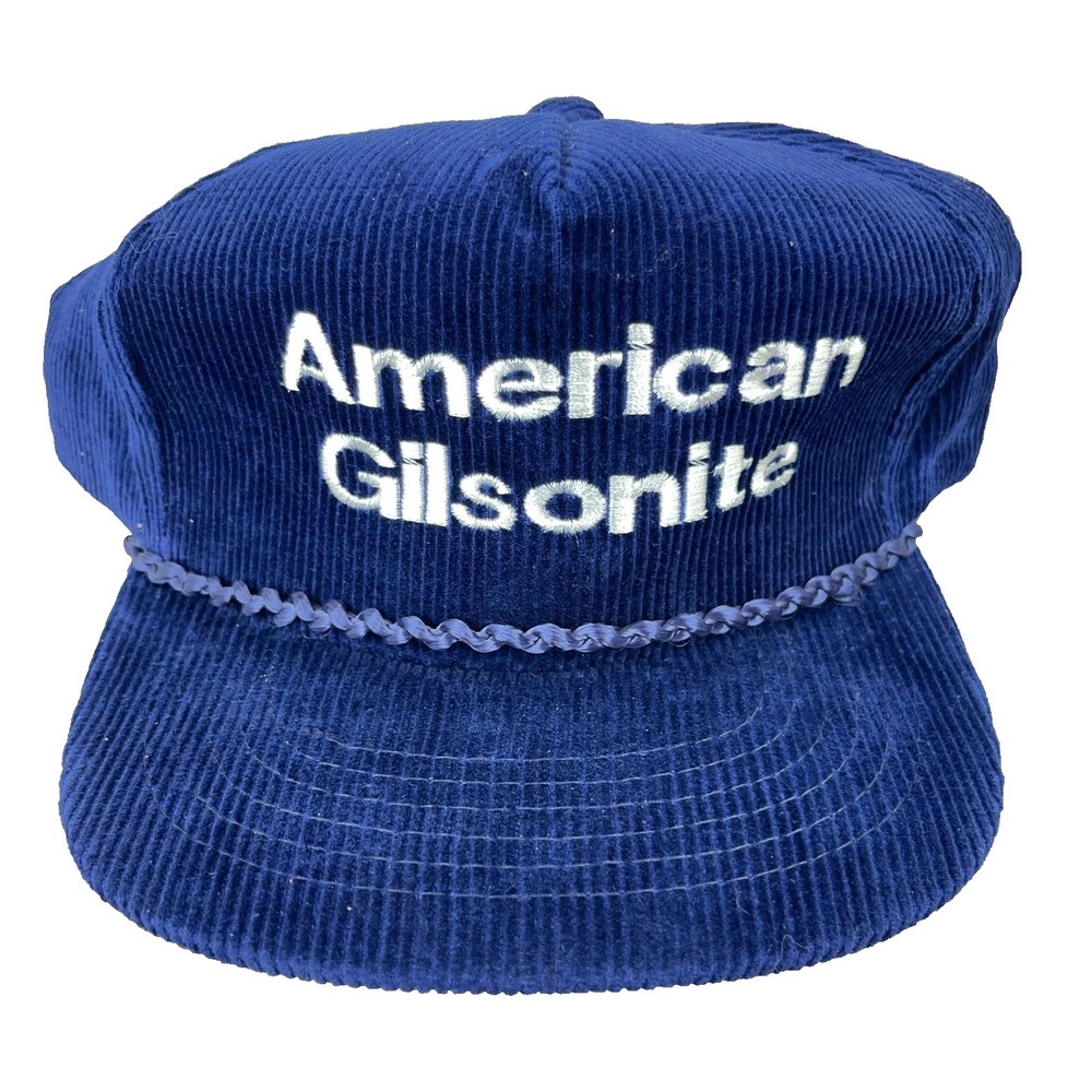 Vintage American Gilsonite Hat Cap Snapback Corduroy Trucker Pipe Line 90s USA